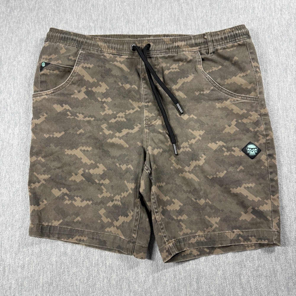 Jinx Shorts Mens L Green‎ Digital Camo Drawstring Elastic Casual Goth Geek